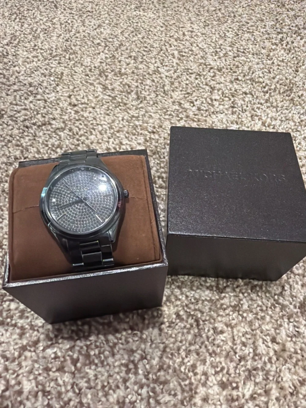 New Michael Kors Watch / Black with Black Rhinestone Face